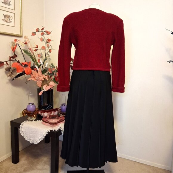 Vintage Braemar Jeremy Scott Wine-red Burgundy 100% Wool Fall Winter Jacket - Picture 7 of 14